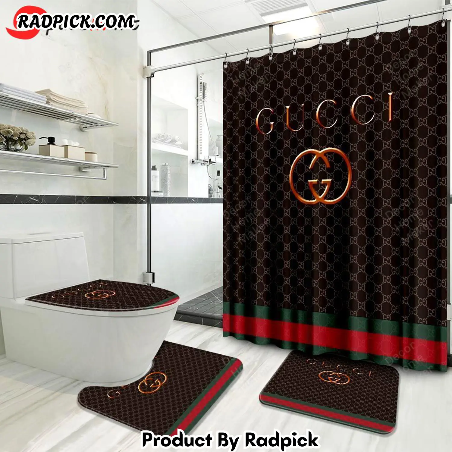 Gucci bathroom set luxury shower curtain waterproof luxury brand hot 94 bathroom accessory sets rp387815